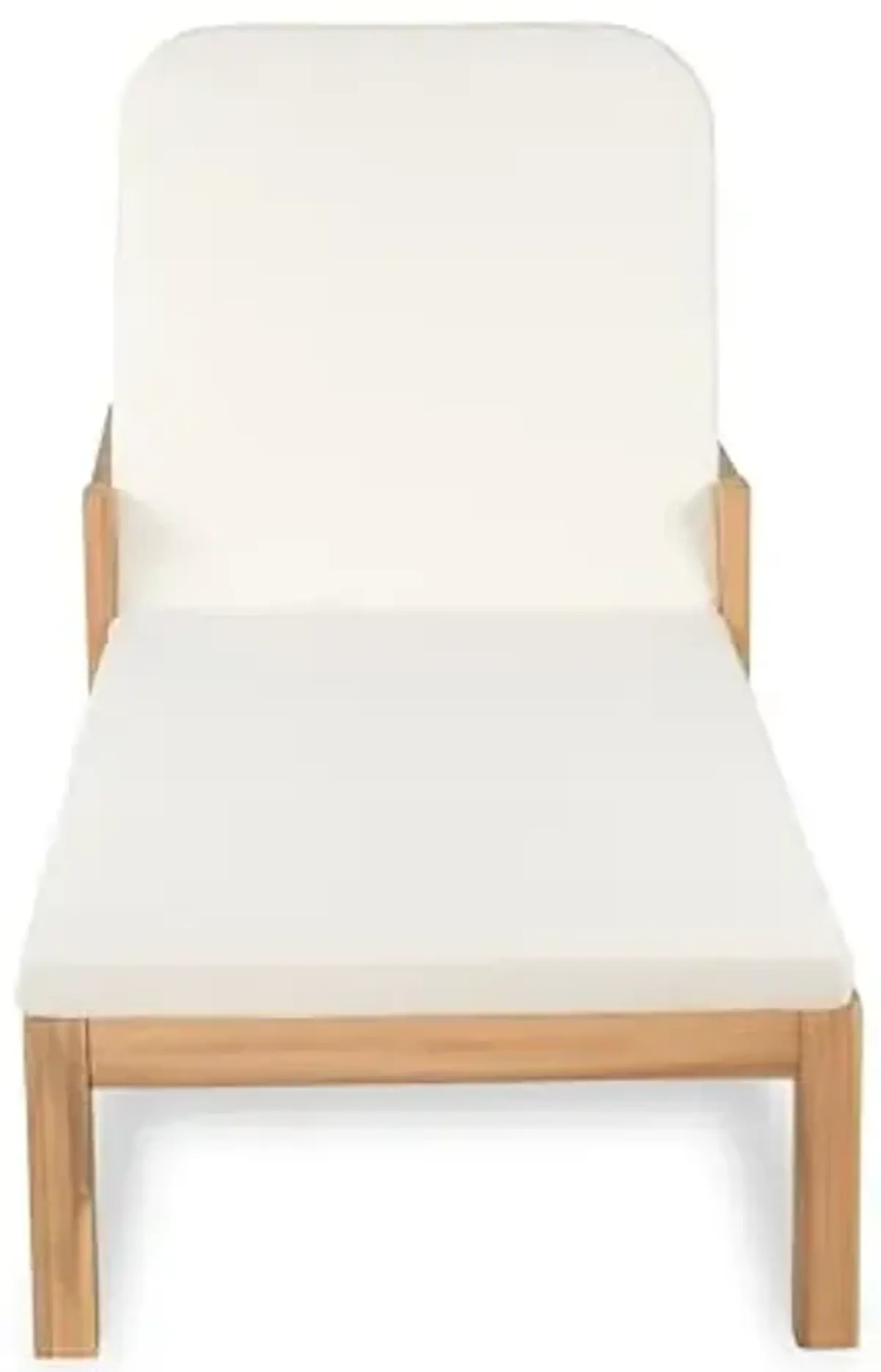 Christopher Knight Home Kayas Acacia Wood Chaise Lounge with Adjustable Backrest, 77.5" Outdoor Sun Lounger with Cushion, Patio Lounger Recliner Chair for Poolside Lawn, Light Teak+Cream, Set of 2