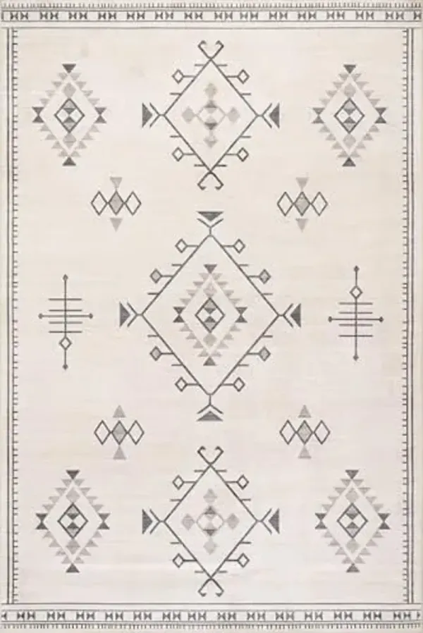 Nuloom Shenai Medallion 2' x 8' Machine Washable Runner Rug for Living Room Bedroom Dining Room Entryway Hallway, Cream