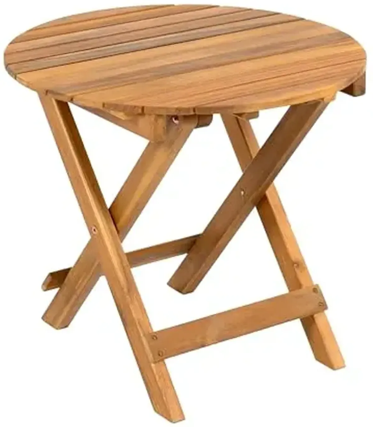 Christopher Knight Home Aurl 17.75" W Outdoor Acacia Wood Side Table, Round End Table, Slats Panel Design, Foldable and Adjustable Small Coffee Desk, Sofa Side Desk, No Assembly Needed, 175lbs Teak