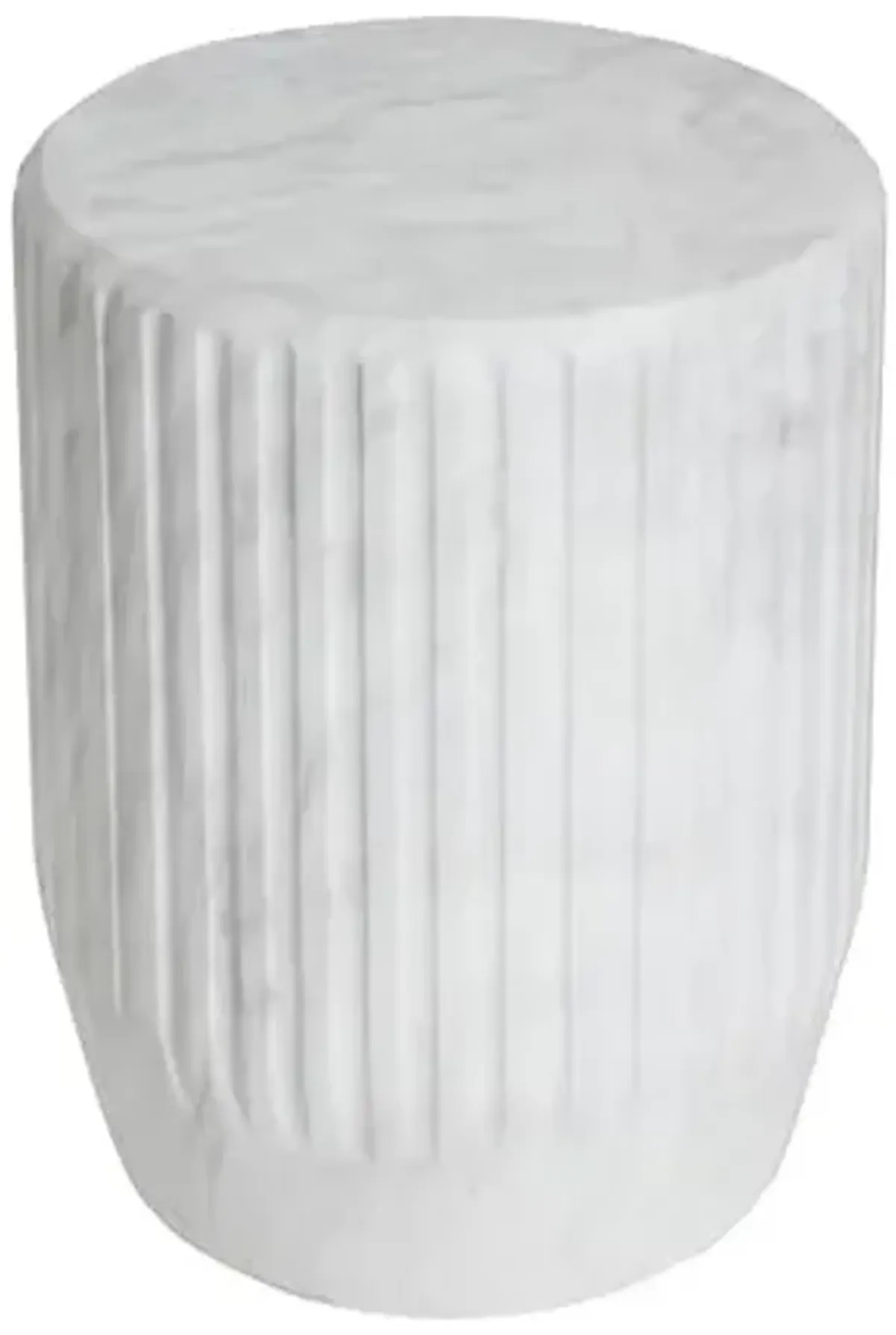 Christopher Knight Home Jayme Lightweight Concrete End Table, Outdoor Cylinder Side Table, Gear-Shaped Accent Garden Stool, Decorative Small Coffee Desk for Balcony Garden Living Room, 18.25" H White