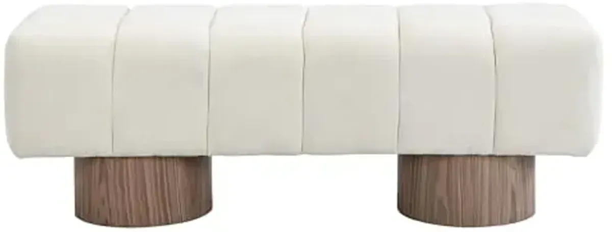 Christopher Knight Home Manila 50" Chenille Fabric Dining Bench for 2 People, Upholstery Ottoman Bench, End of Bed Footstool, Living Room Sofa Extra Seat/Footrest, No Assembly Needed, Light Beige