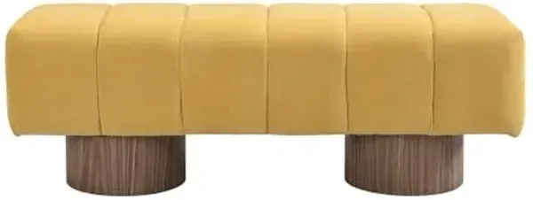 Christopher Knight Home Manila 50" Chenille Fabric Dining Bench for 2 People, Upholstery Ottoman Bench, End of Bed Footstool, Living Room Sofa Extra Seat/Footrest, No Assembly Needed, Mustard Yellow