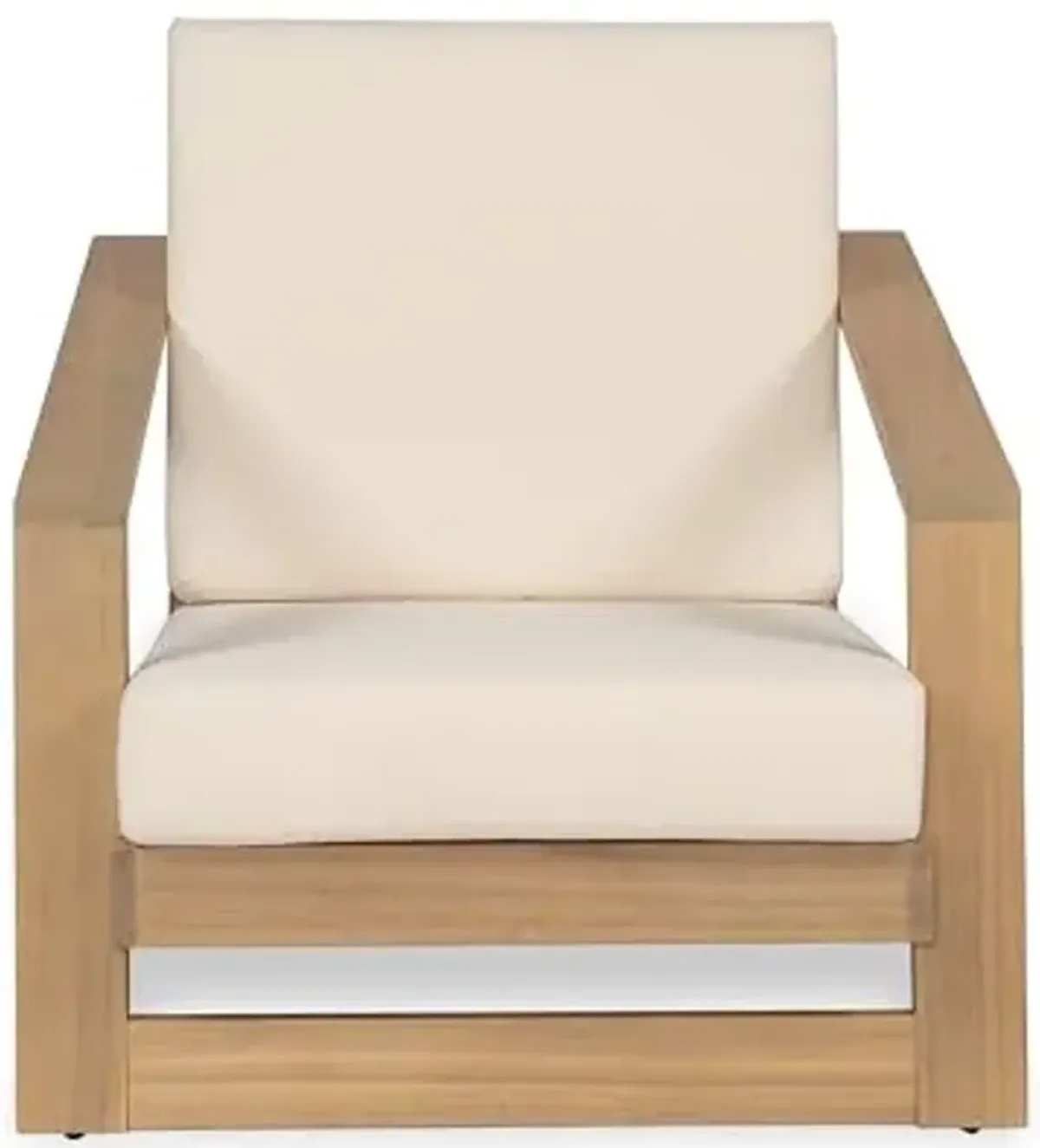 Christopher Knight Home Fayah Acacia Wood Lounge Chair Outdoor, Wooden Patio Armchair for Lounging, Patio Furniture Single Sofa Chair, Garden/Poolside Comfy Reading Chair with Cushion,Light Teak+Beige