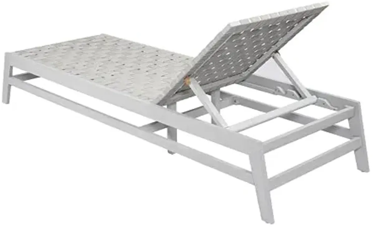 Christopher Knight Home Susua Rope Chaise Lounge with Acacia Wood Frame, Adjustable Backrest Single Lounge Sofa, Patio Sun Lounger Recliner Chair for Poolside Backyard, Gray + Light Gray