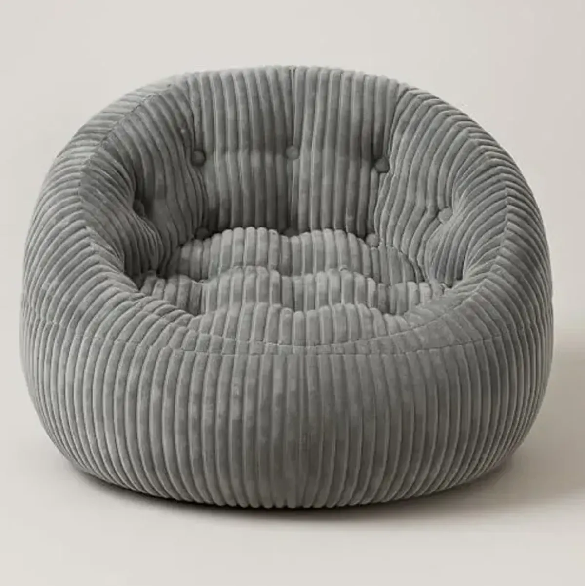 Heritage Kids Grey Ribbed Plush Faux Fur Kids Bean Bag Chair Ages 3+