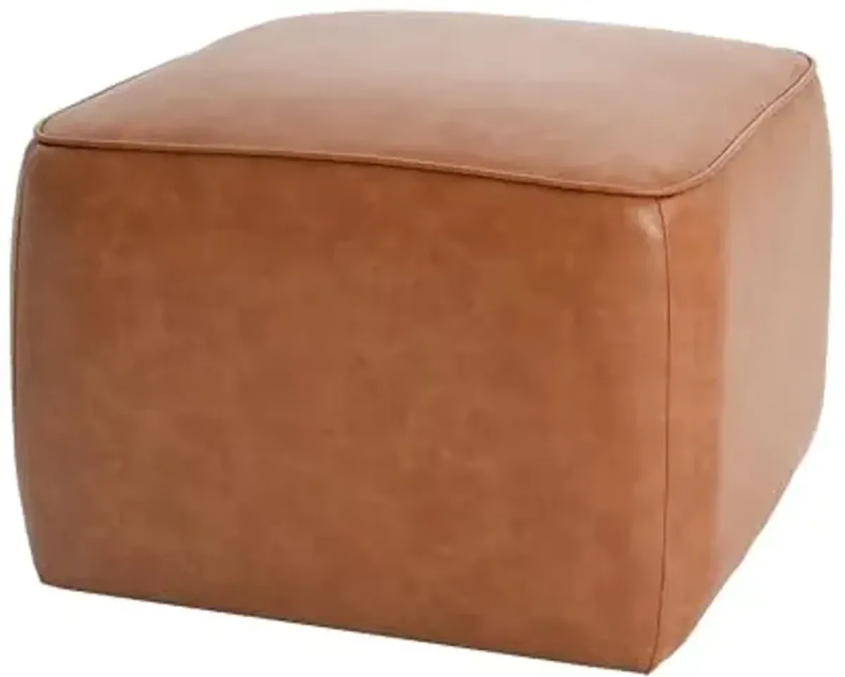 Christopher Knight Home Ellis Faux Leather Pouf Ottoman Foot Rest, Square PU Pouffe Ottoman Footstool, Living Room Sofa Couch Extra Seat, Modern Coffee Table for Home Office Bedroom, Tan Brown