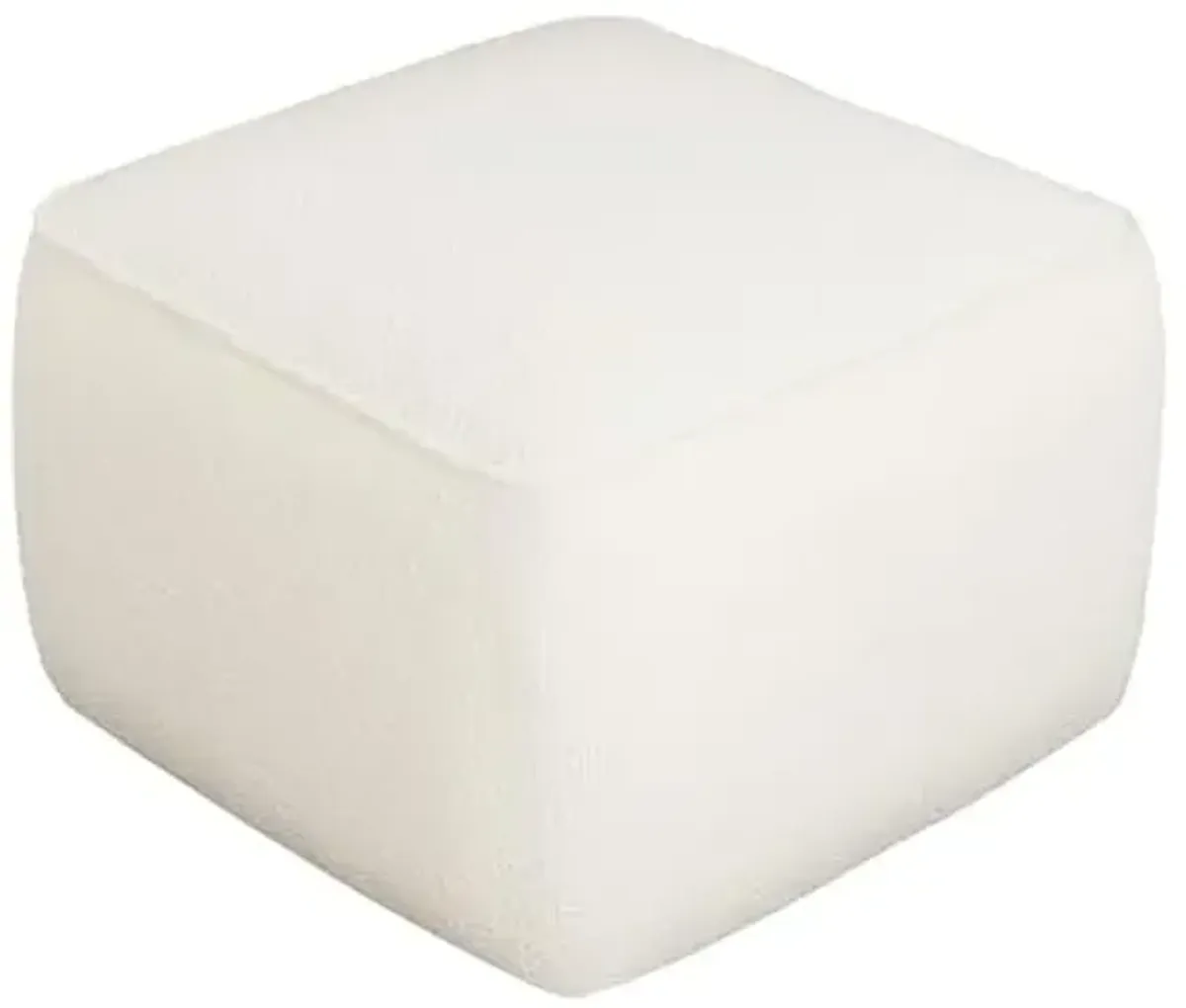 Christopher Knight Home Isa Boucle Pouf Ottoman Foot Rest, Square Fabric Pouffe Ottoman Footstool, Living Room Sofa Couch Extra Seat, Modern Coffee Table for Home Office Bedroom Home Décor, White