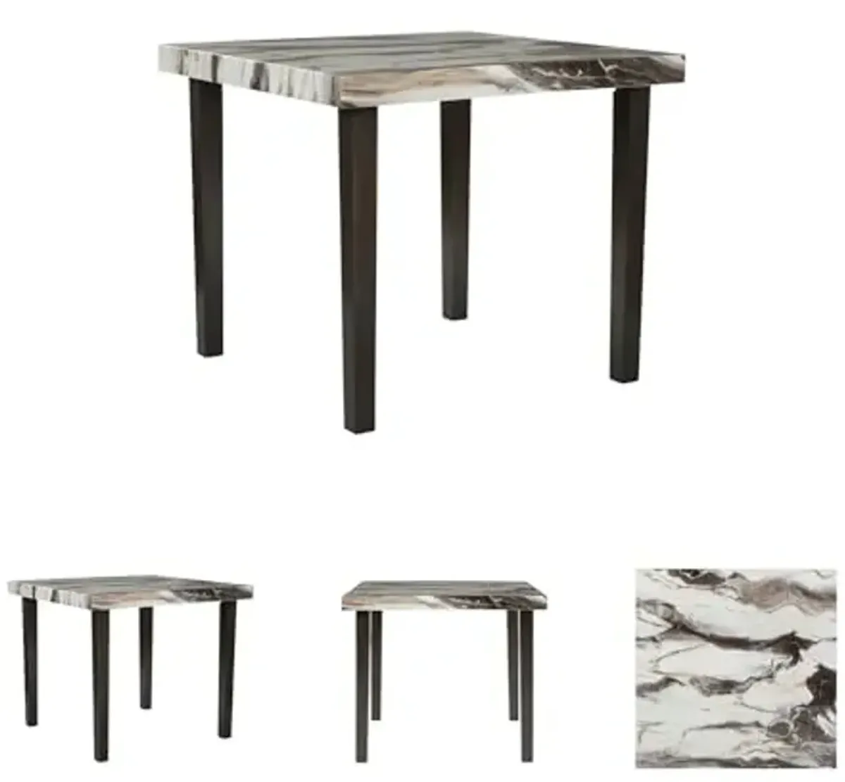 Signature Design by Ashley Jazmore Contemporary Counter Height Dining Table with Faux Marble Pattern, Dark Brown & Beige