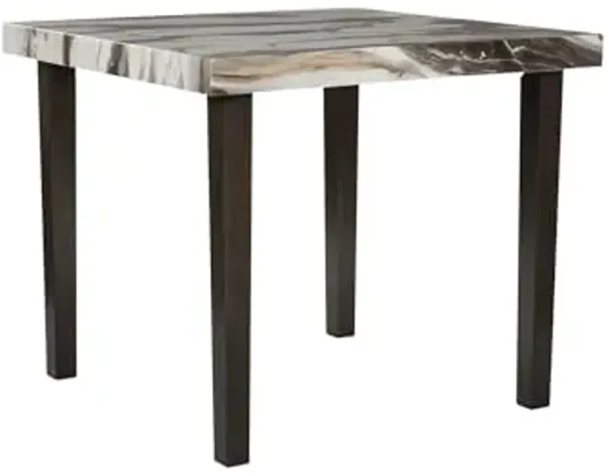Signature Design by Ashley Jazmore Contemporary Counter Height Dining Table with Faux Marble Pattern, Dark Brown & Beige