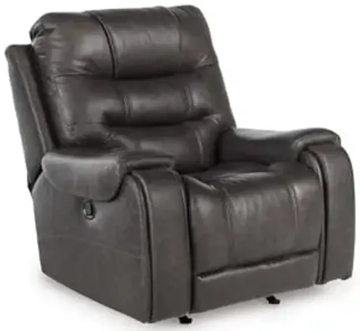 Signature Design by Ashley Trumble Modern Faux Leather Manual Rocker Recliner with Track Arms, Gray