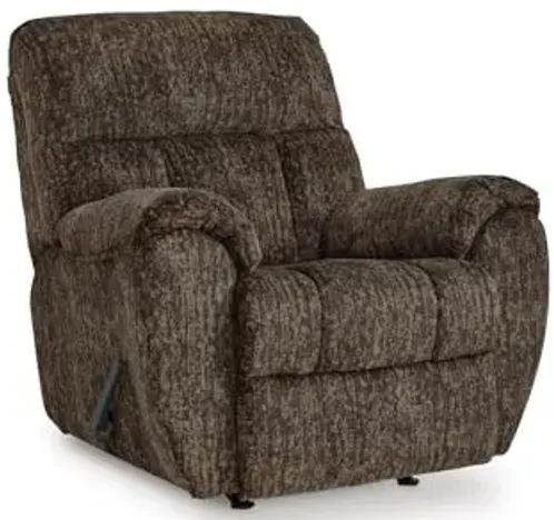 Signature Design by Ashley Rampant Casual Manual Rocker Recliner with Pillow-Top Arms, Dark Brown