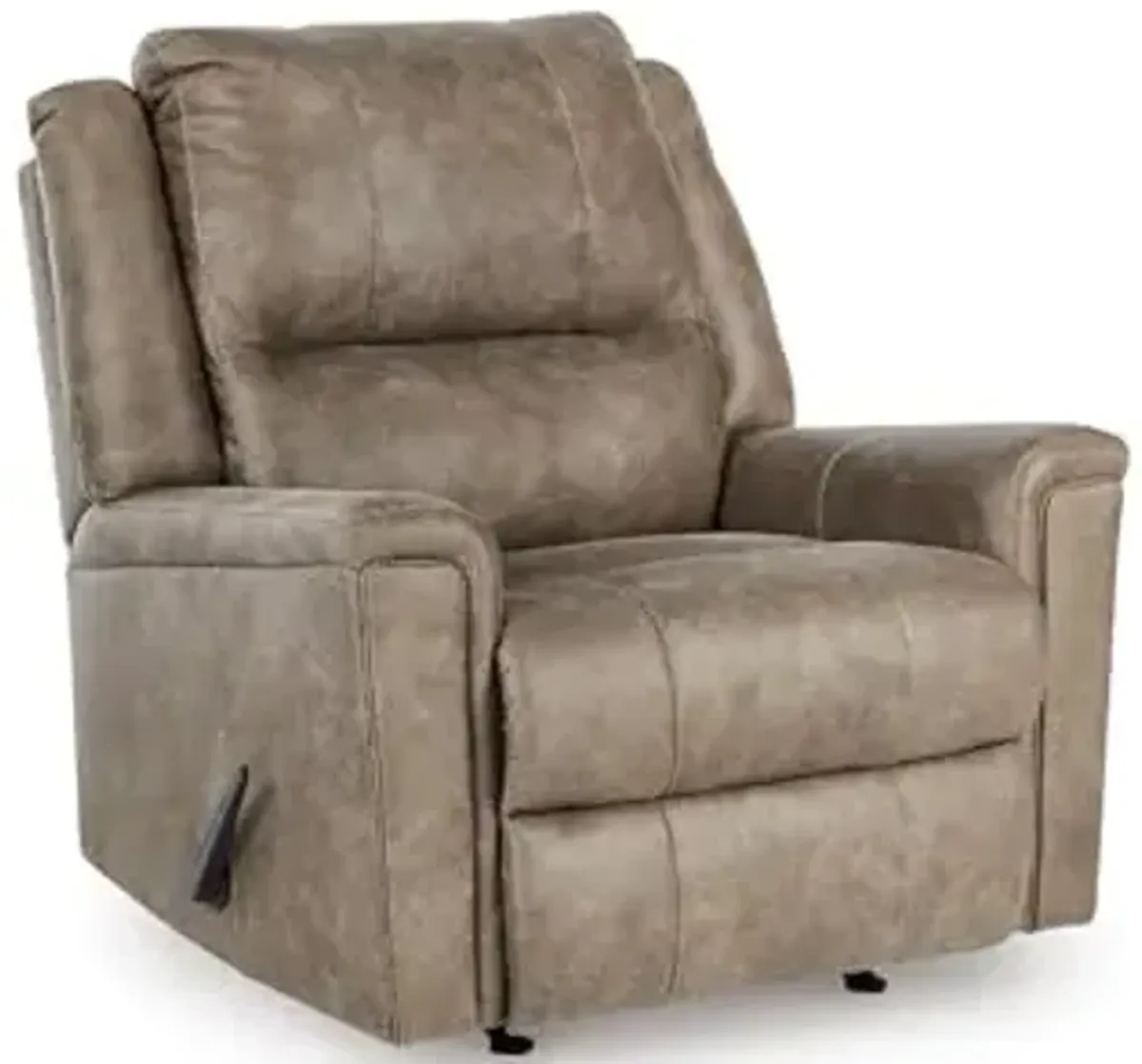 Signature Design by Ashley Skymaker Modern Faux Leather Manual Rocker Recliner with Track Arms, Light Brown
