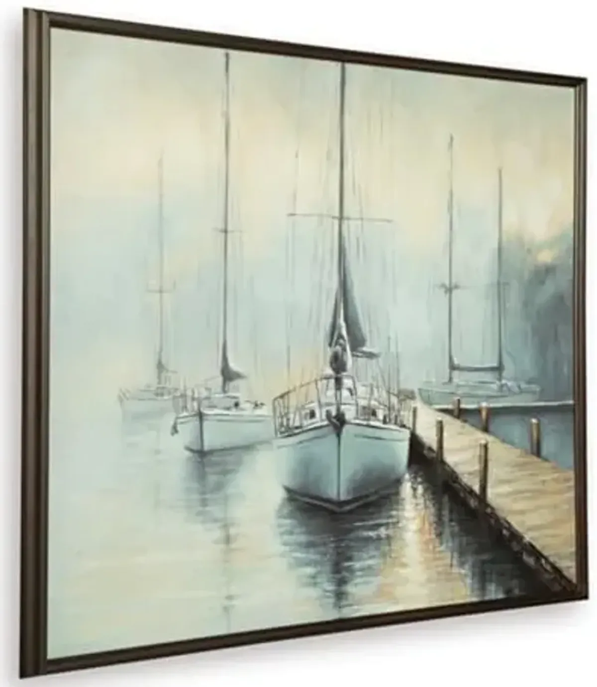 Signature Design by Ashley Worthney Coastal Hand Painted Wall Art 50 x 40 Inches, Blue & Beige