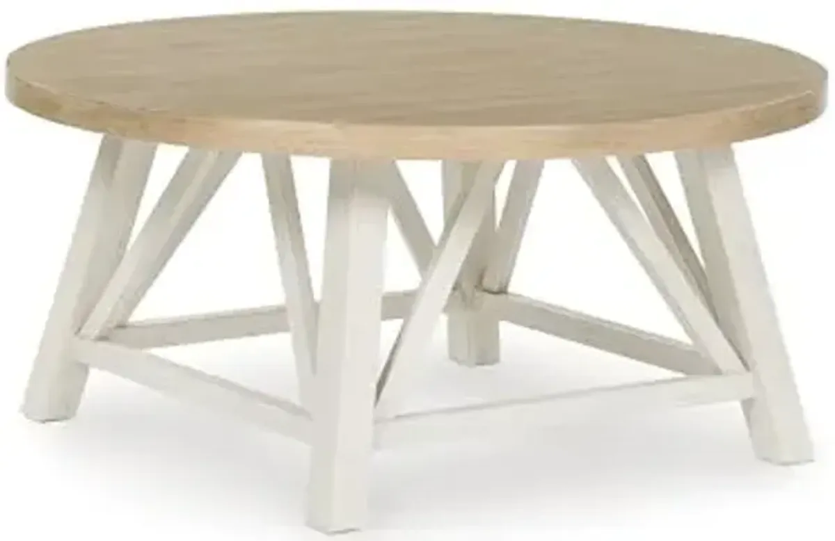 Signature Design by Ashley Fawndell Casual Table with Antiqued Finish, Set of 3, White & Light Brown