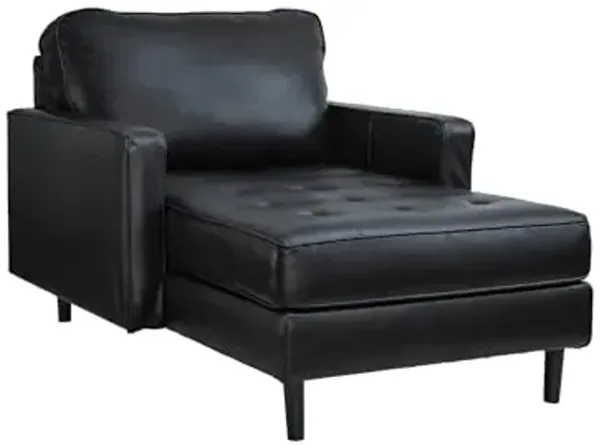 Signature Design by Ashley Bryceview Modern Tufted Leather Match Chaise with Loose Seat Cushion, Black