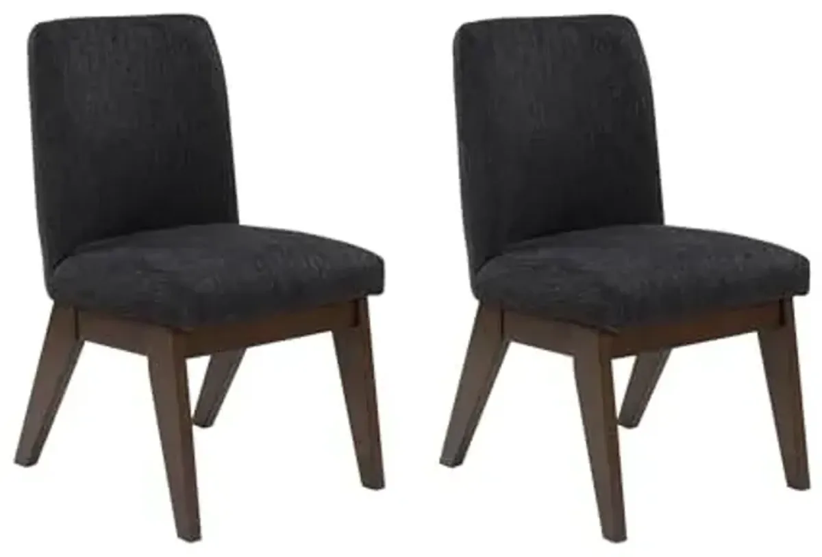Signature Design by Ashley Kendamor Mid-Century Modern Upholstered Dining Chair with Solid Wood Frame and Bucket Design, Set of 2, Dark Brown