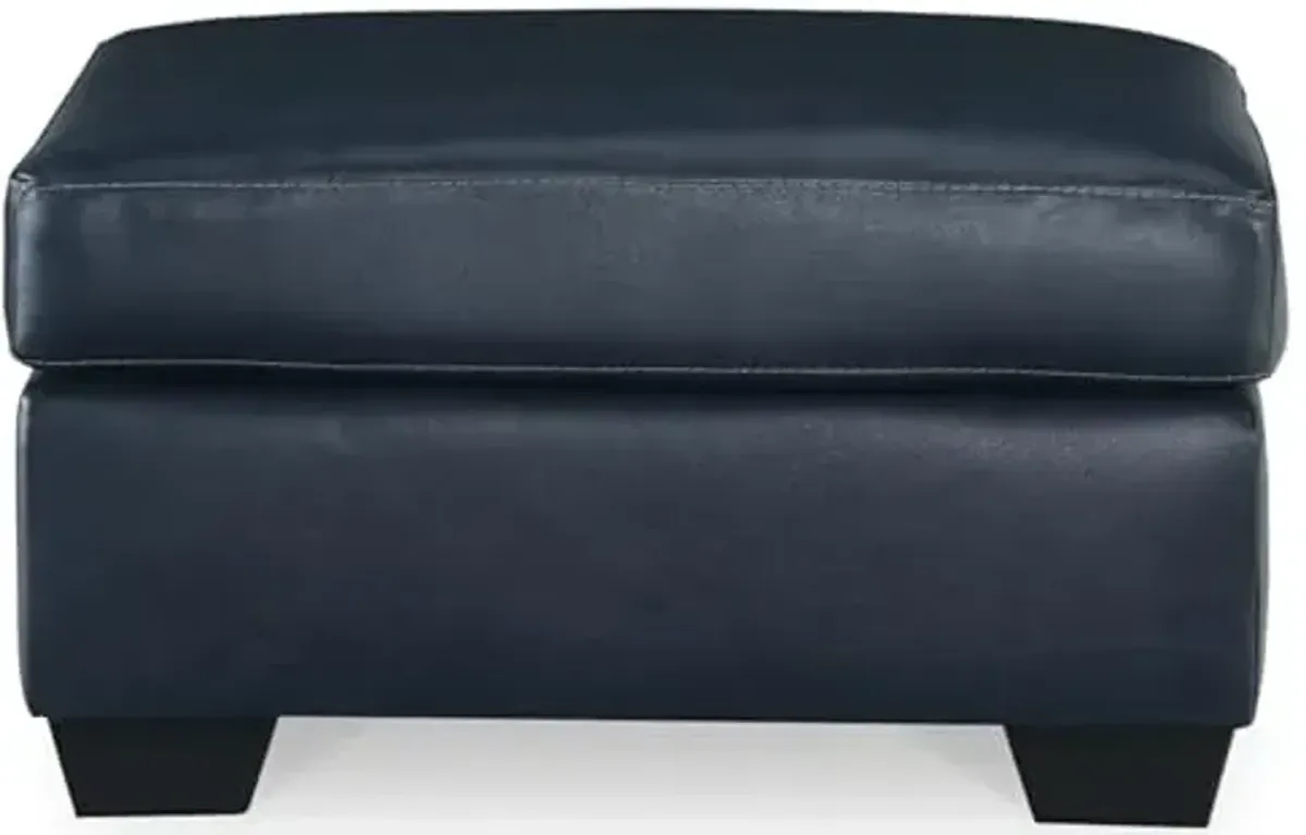 Signature Design by Ashley Santorine Modern Leather Match Ottoman, Blue