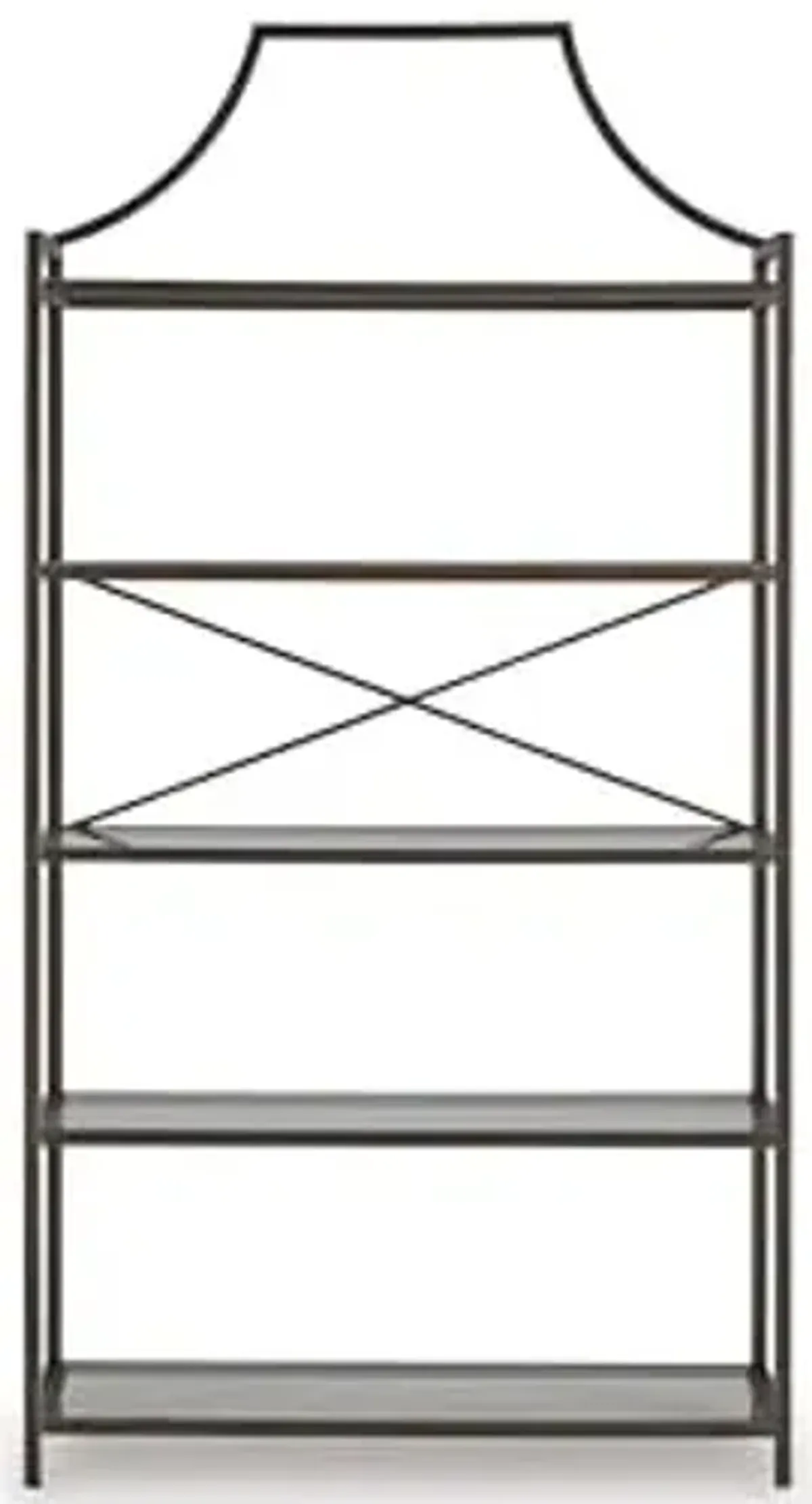 Signature Design by Ashley Bernonly Traditional Metal Etagere 72" Bookcase with 5 Glass Shelves, Metallic