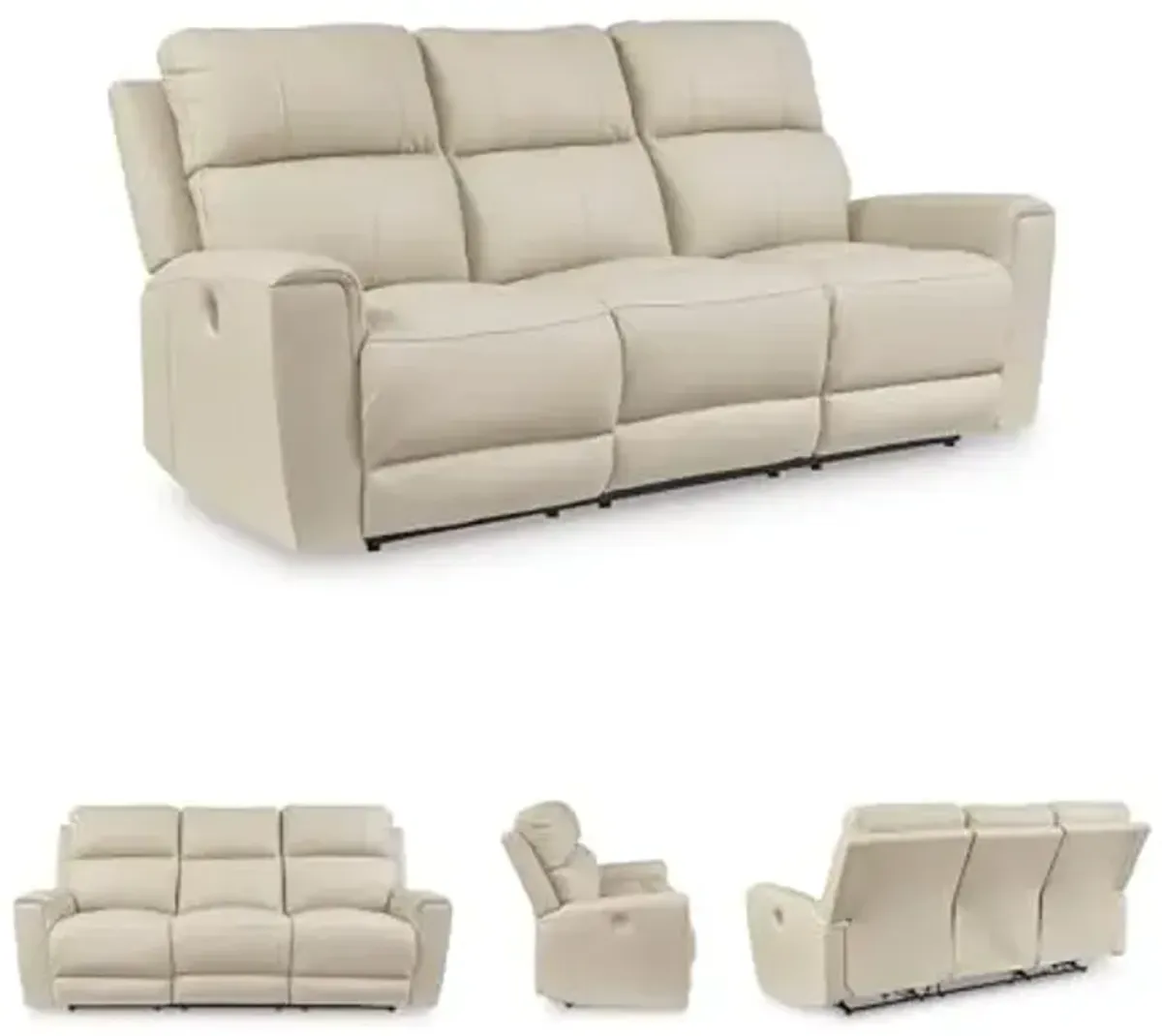 Signature Design by Ashley Dahlmoore Modern Leather Match Power Reclining Sofa with USB Ports, Beige