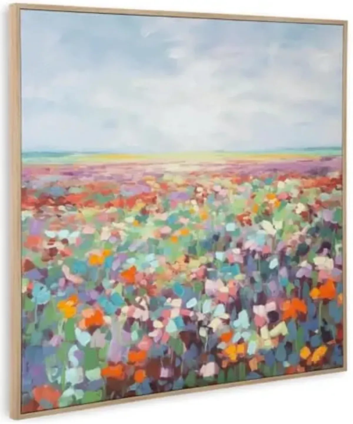 Signature Design by Ashley Sethford Classic Hand Painted Flower Wall Art 48 x 48 Inches, Blue & Orange