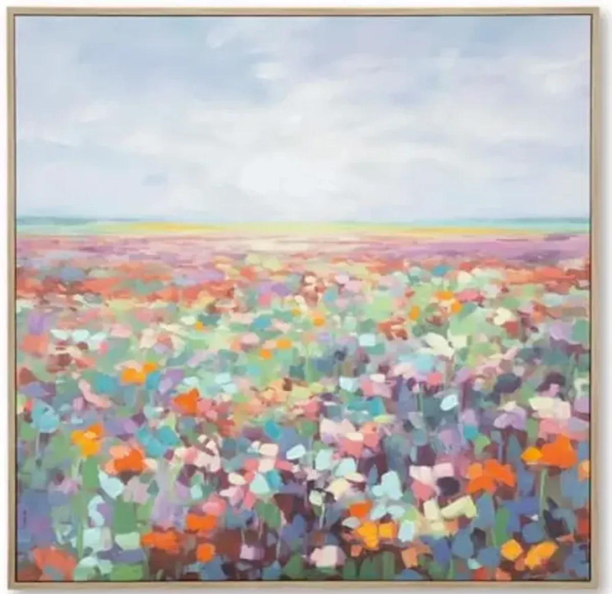 Signature Design by Ashley Sethford Classic Hand Painted Flower Wall Art 48 x 48 Inches, Blue & Orange