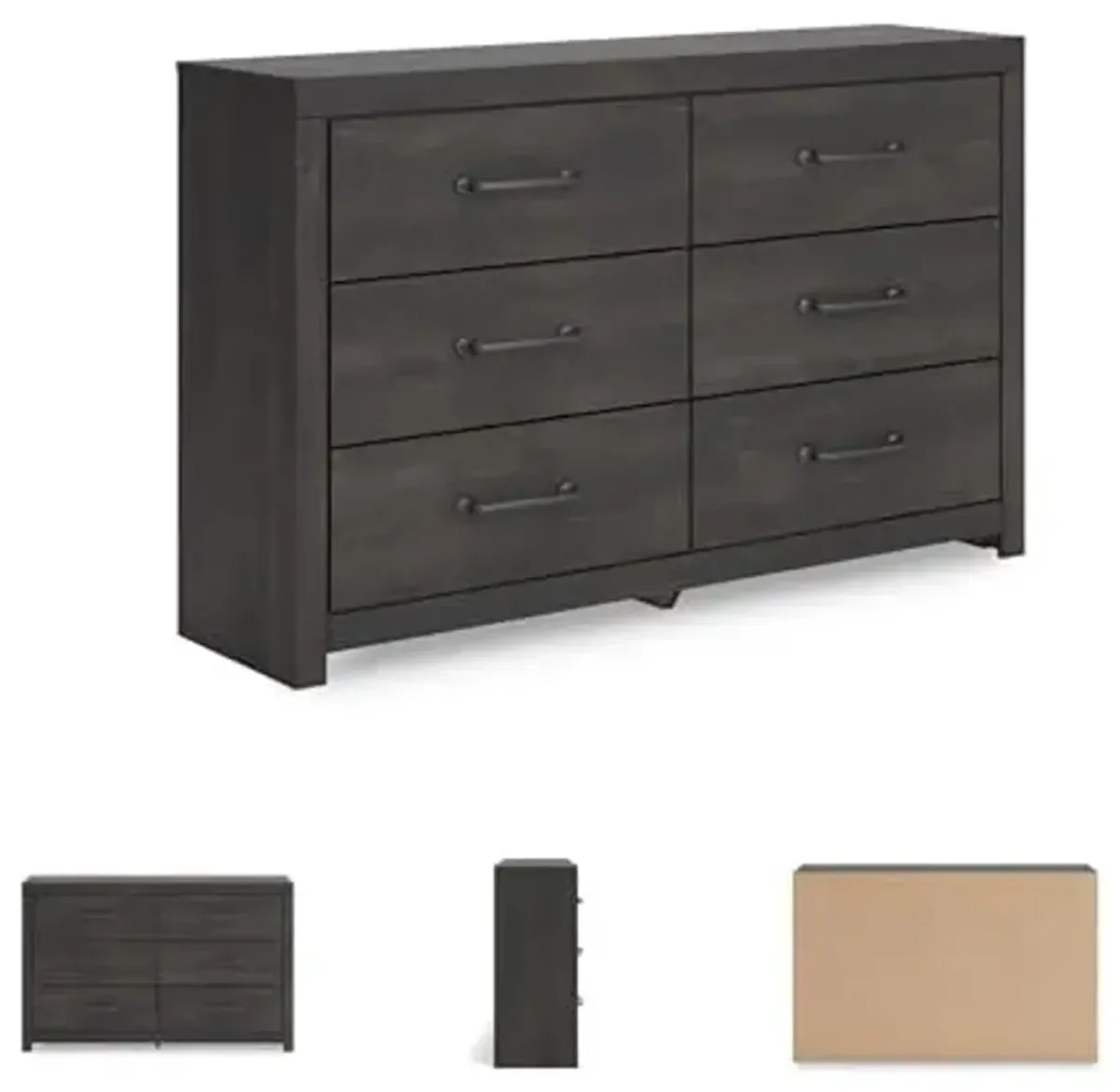 Signature Design by Ashley Delmorta Rustic 6-Drawer Dresser with Safety Stop, Gray