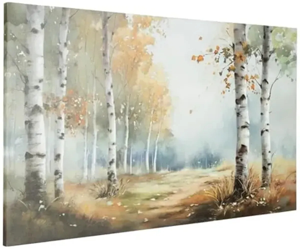 Signature Design by Ashley Leithan Classic Hand Painted Landscapse Wall Art 60 x 36 Inches, Light Brown & White