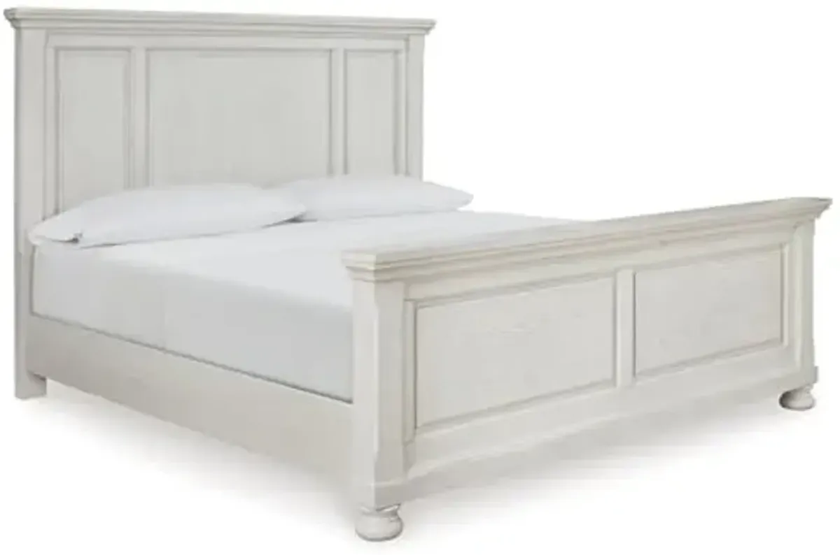 Signature Design by Ashley Robbinsdale Casual California King Panel Bed, Foundation or Box Spring Needed, White