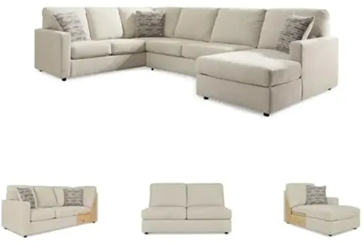 Signature Design by Ashley Edenfield Coastal Left-Arm Facing 3-Piece Sectional with Chaise, Loose Seat Cushions and 3 Throw Pillows, Beige