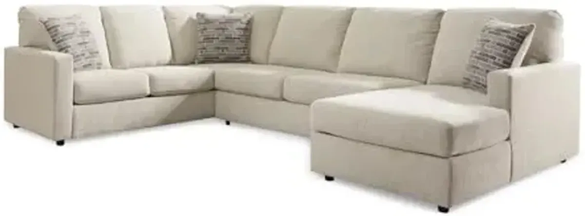 Signature Design by Ashley Edenfield Coastal Left-Arm Facing 3-Piece Sectional with Chaise, Loose Seat Cushions and 3 Throw Pillows, Beige