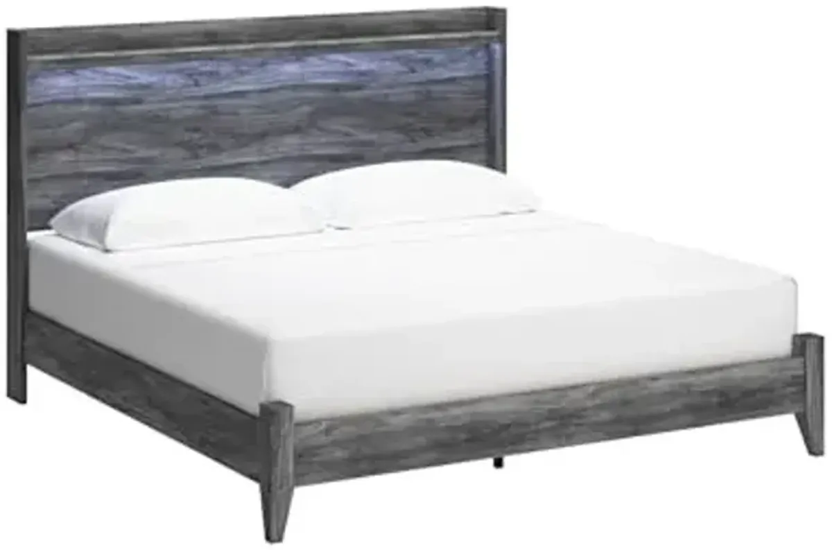 Signature Design by Ashley Baystorm Casual King Panel Bed with LED Lights, Foundation or Box Spring Needed, Gray