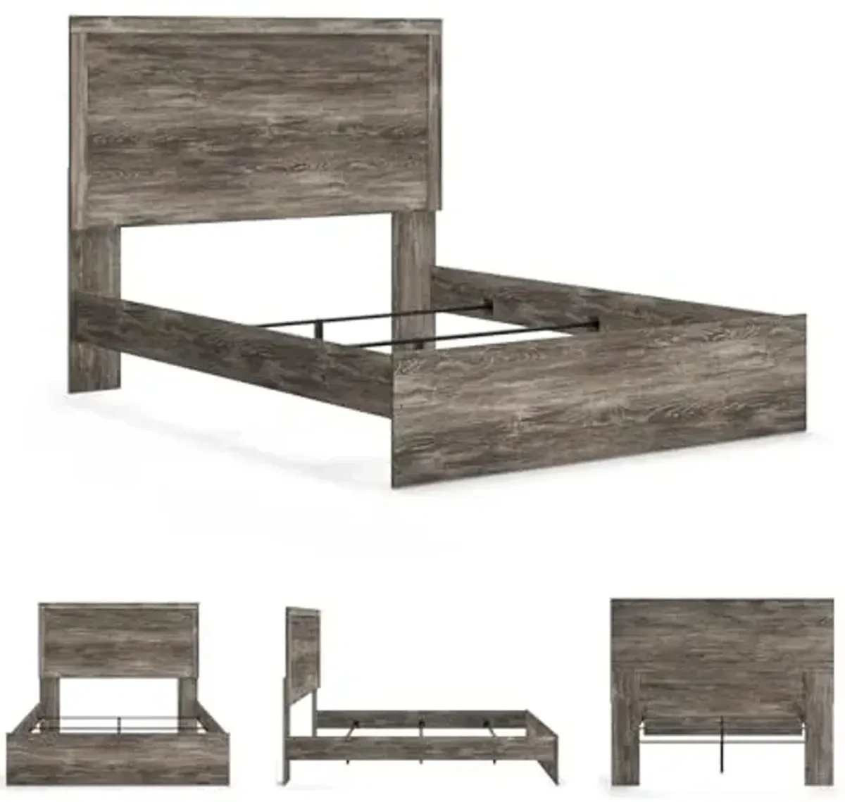Signature Design by Ashley Ralinksi Vintage Queen Panel Bed with Metal Slats, Foundation or Box Spring Needed, Gray