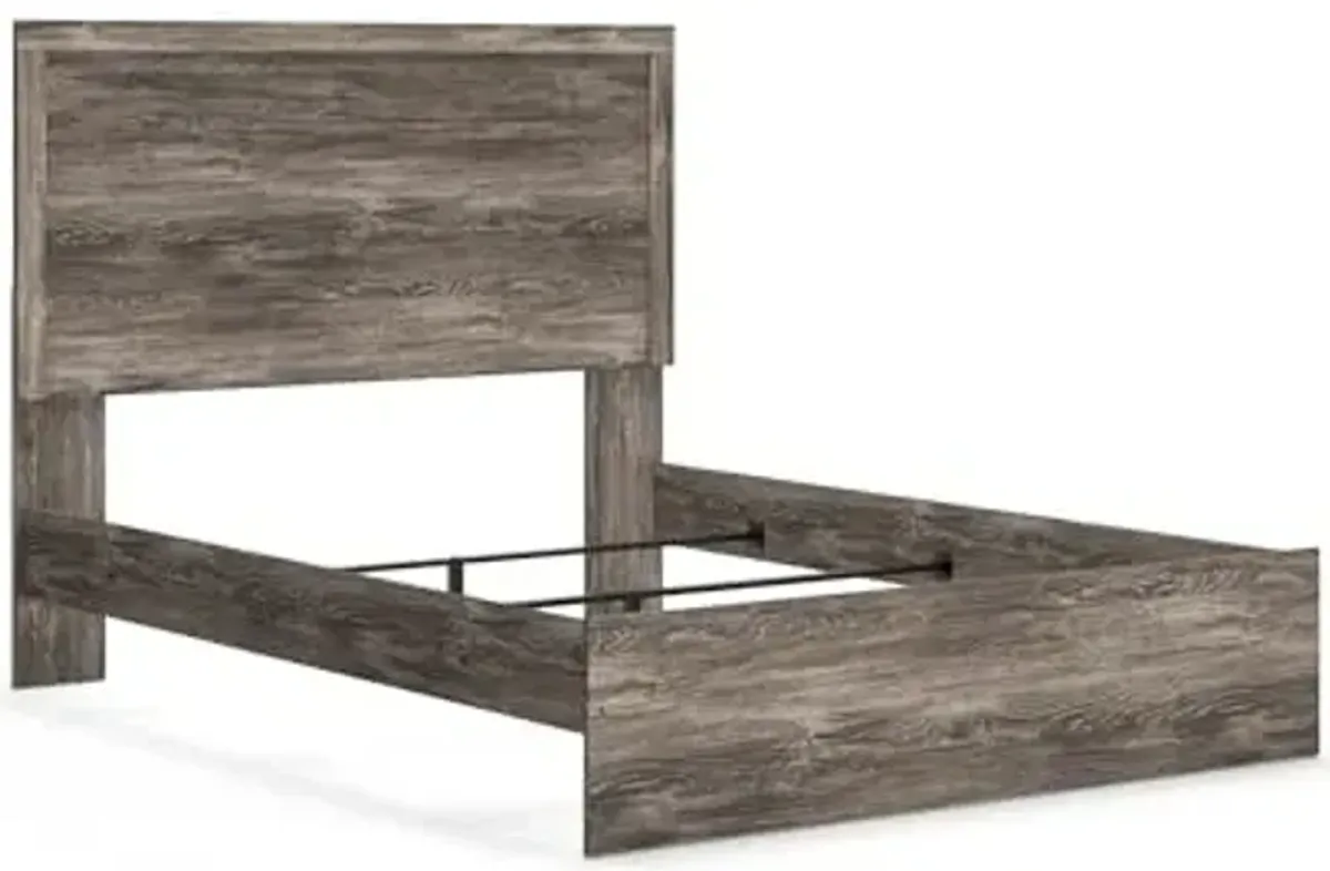 Signature Design by Ashley Ralinksi Vintage Queen Panel Bed with Metal Slats, Foundation or Box Spring Needed, Gray