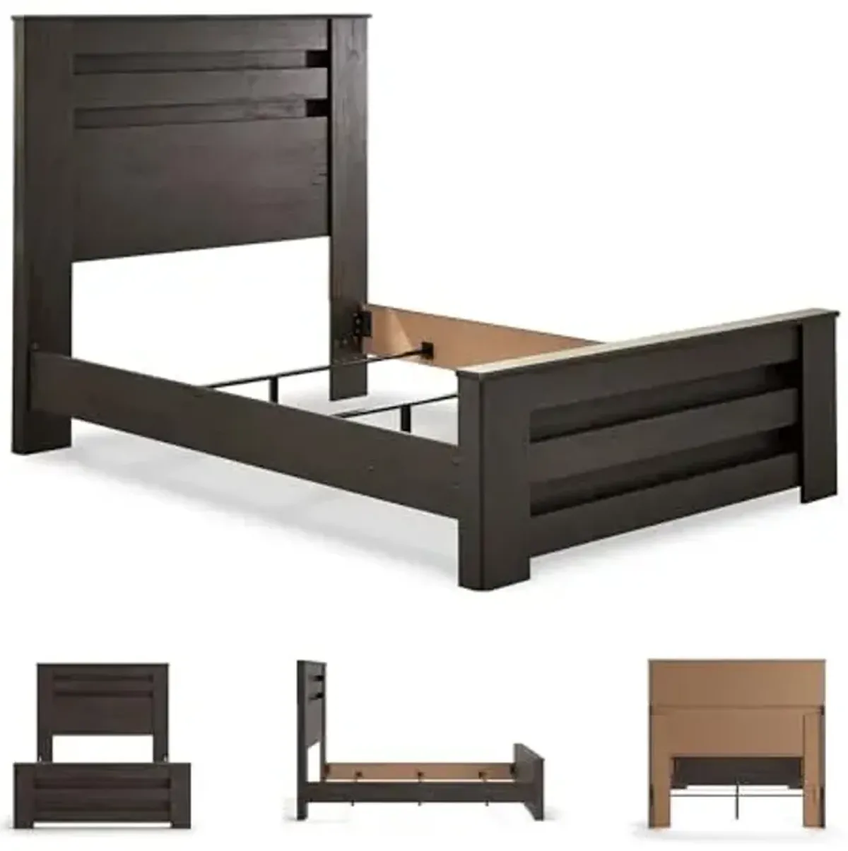 Signature Design by Ashley Brinxton Casual Full Panel Bed with Metal Slats, Foundation or Box Spring Needed, Black