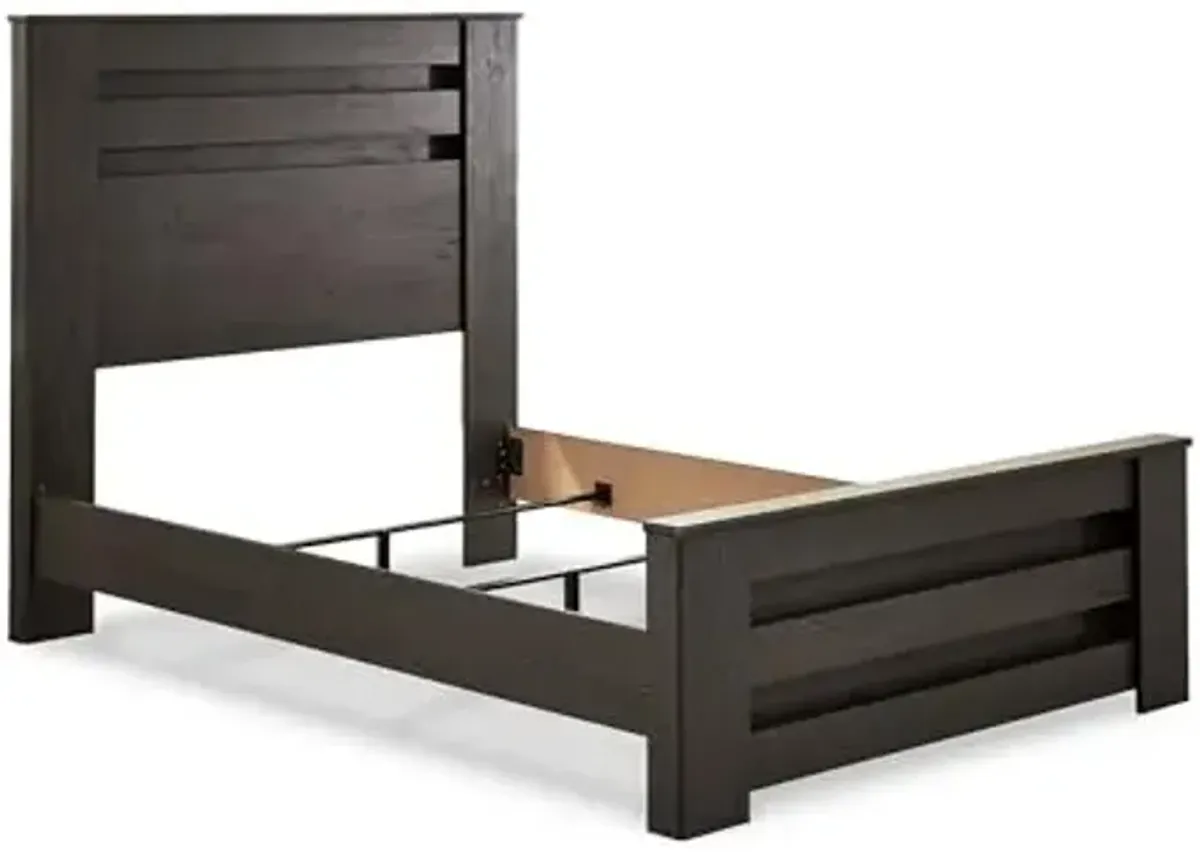 Signature Design by Ashley Brinxton Casual Full Panel Bed with Metal Slats, Foundation or Box Spring Needed, Black