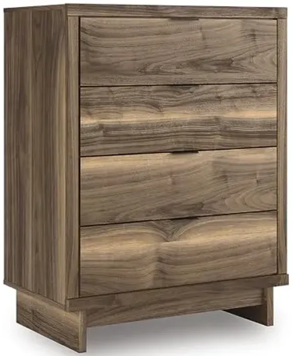 Signature Design by Ashley Darcalli Mid-Century Modern 4-Drawer Chest with Easy Glide and Safety Stop for Bedroom, Light Brown