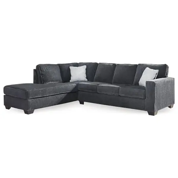 Signature Design by Ashley Altari Urban Left-Arm Facing 2-Piece Sectional with Chaise, Loose Seat Cushions and 2 Throw Pillows, Gray