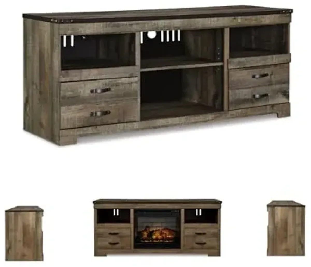 Signature Design by Ashley Entertainment Accessories Urban 63" TV Stand with Electric Fireplace for TVs up to 72", Dark Brown