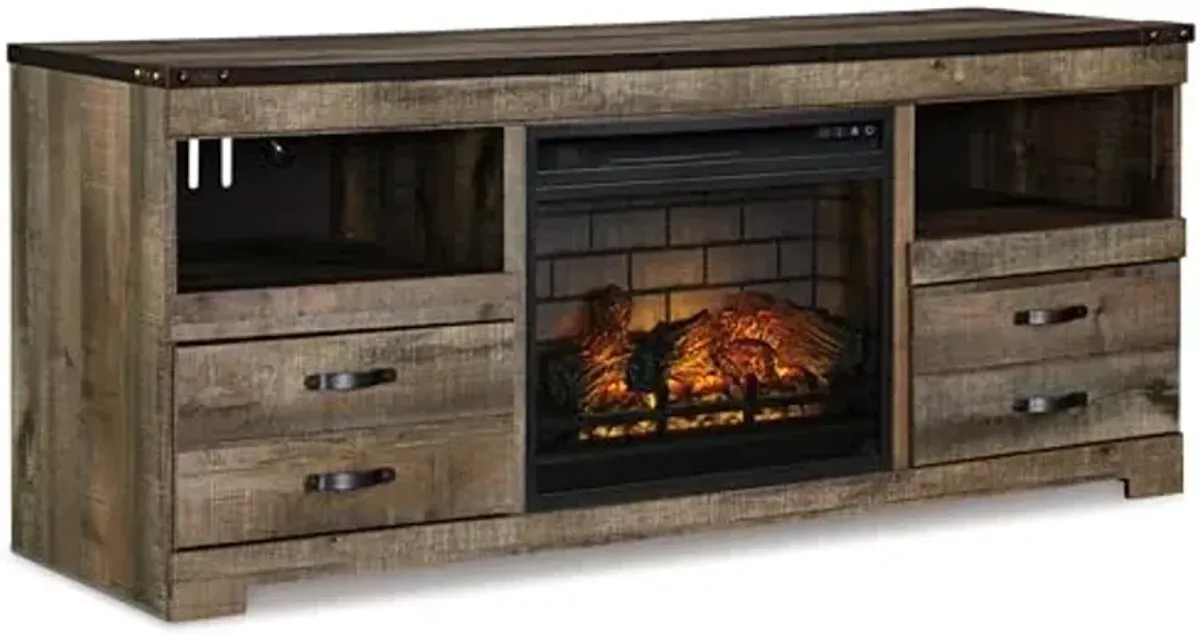 Signature Design by Ashley Entertainment Accessories Urban 63" TV Stand with Electric Fireplace for TVs up to 72", Dark Brown