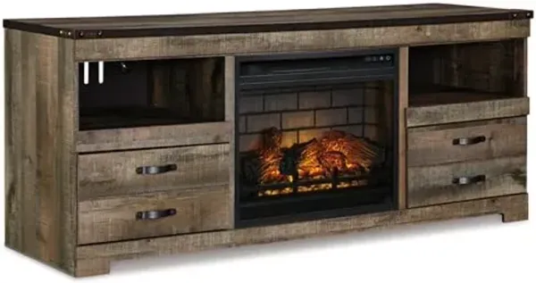 Signature Design by Ashley Entertainment Accessories Urban 63" TV Stand with Electric Fireplace for TVs up to 72", Dark Brown