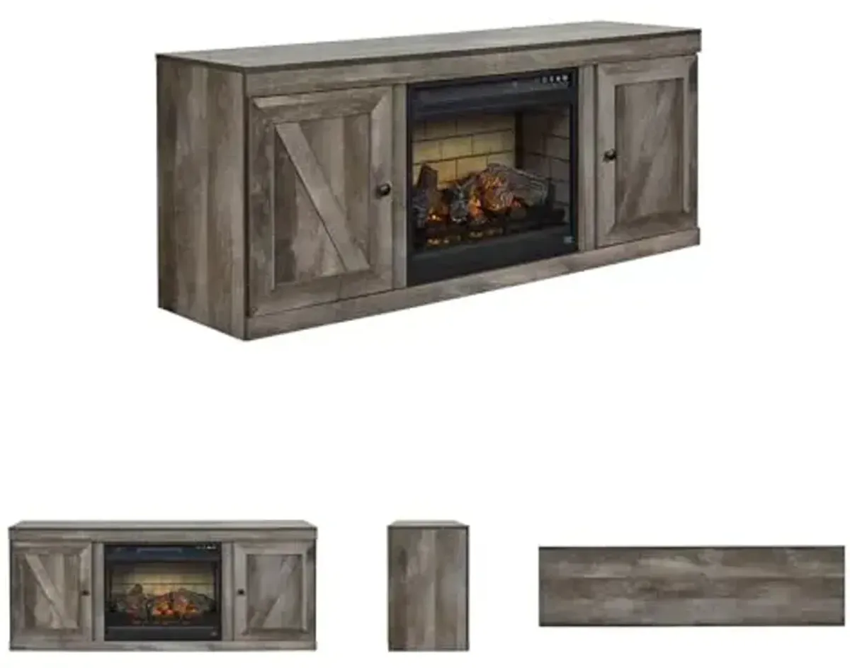 Signature Design by Ashley Wynnlow Farmhouse 60" TV Stand with Electric Fireplace for TVs up to 69", Gray