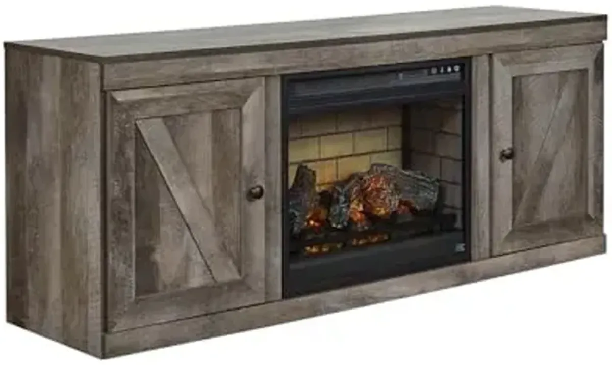 Signature Design by Ashley Wynnlow Farmhouse 60" TV Stand with Electric Fireplace for TVs up to 69", Gray