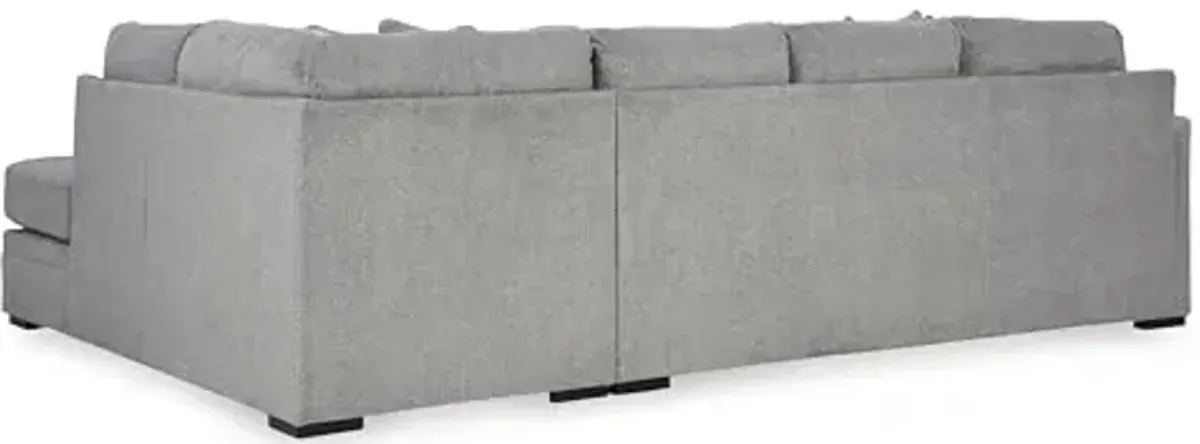 Signature Design by Ashley Casselbury Casual Right-Arm Facing 2-Piece Sectional with Chaise, Loose Seat Cushions and 4 Throw Pillows, Light Gray