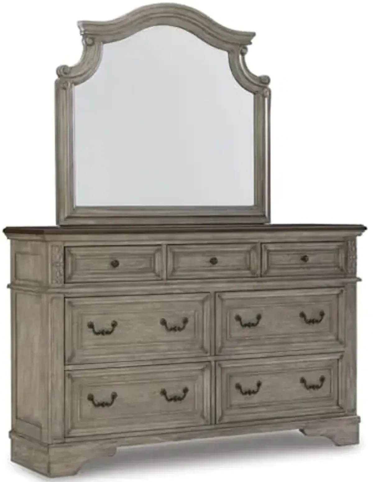 Signature Design by Ashley Lodenbay Casual Smooth-Gliding 7-Drawer Dresser and Mirror with Safety Stop, Light Gray & Dark Brown