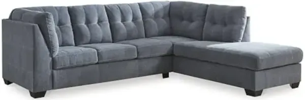 Signature Design by Ashley Marleton Contemporary Right-Arm Facing Tufted 2-Piece Sectional with Chaise and Loose Seat Cushions, Blue