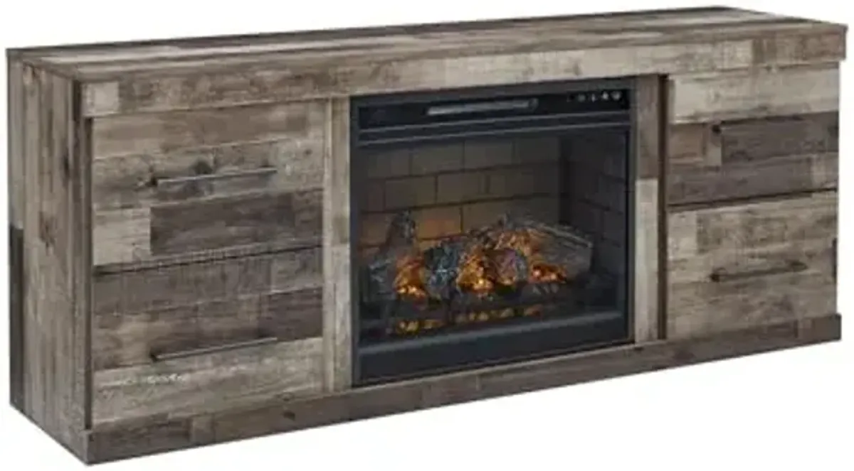 Signature Design by Ashley Derekson Farmhouse 60" TV Stand with Electric Fireplace for TVs up to 69", Gray
