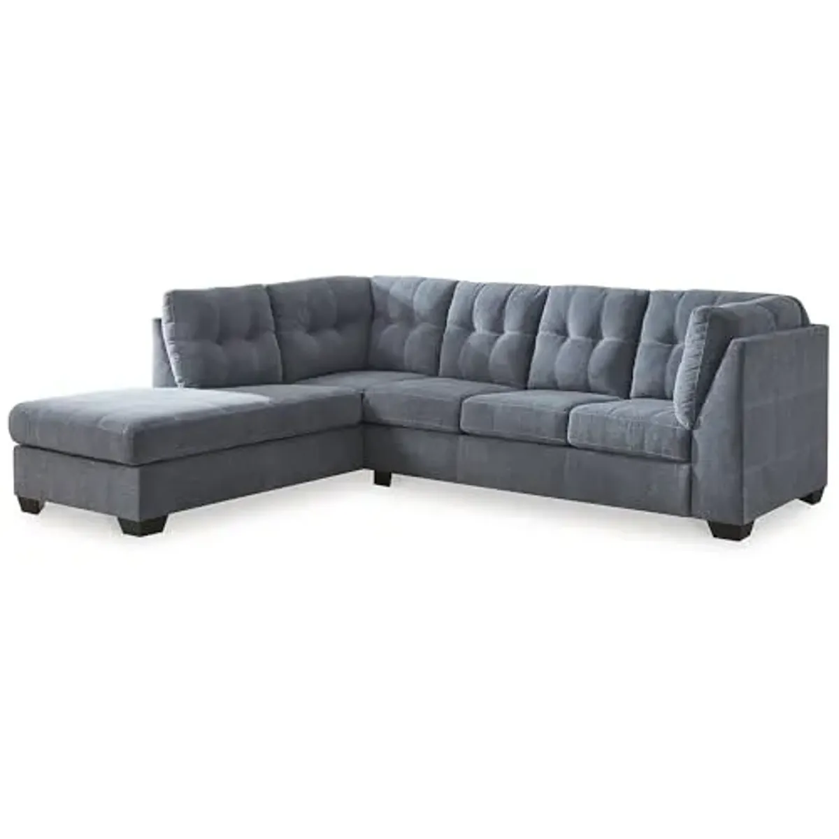 Signature Design by Ashley Marleton Contemporary Left-Arm Facing Tufted 2-Piece Sectional with Chaise and Loose Seat Cushions, Blue