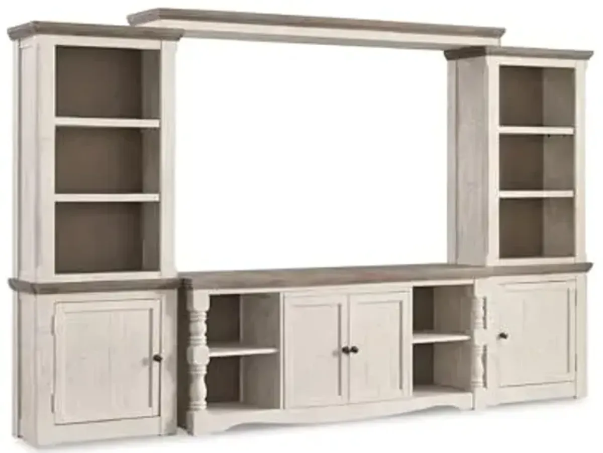 Signature Design by Ashley Havalance Vintage 4-Piece Entertainment Center for TVs up to 77", White & Gray
