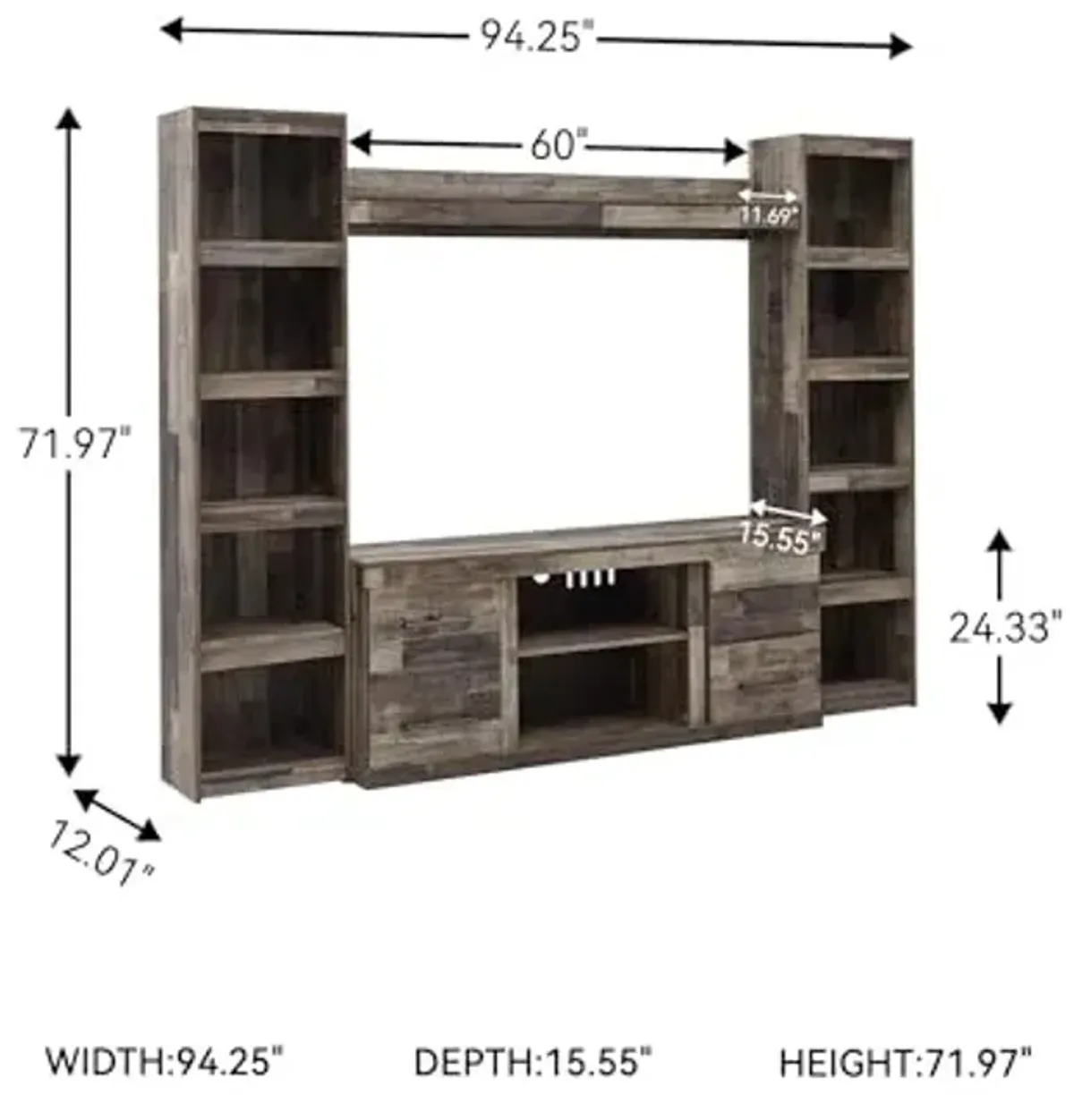 Signature Design by Ashley Derekson Farmhouse 4-Piece Entertainment Center for TVs up to 69", Gray