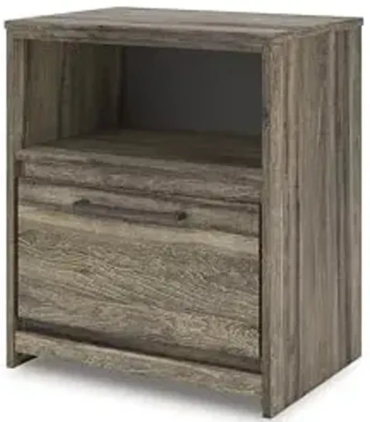 Signature Design by Ashley Baystorm Casual 1-Drawer Nightstand with Open Cubby and USB Ports, Dark Brown